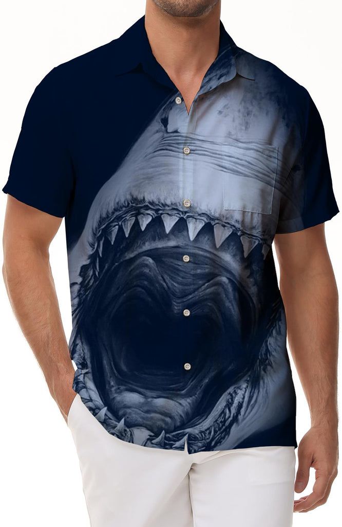 Deep Sea Four Seasons Summer Fashion Men's Short Sleeve Hawaiian Shirt 3D Animal Shark Printed Casual Shirt Beachwear