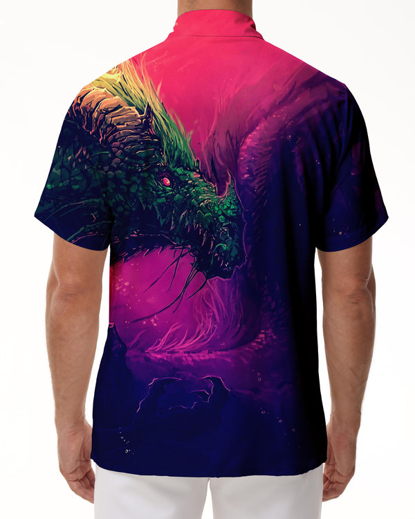 
Neon Futuristic Dragon Mens Summer Short Sleeve Button Casual Beach Shirt Mens Hawaiian Shirt
                