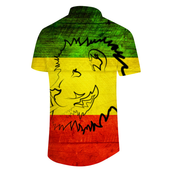 
Traffic light personalized art pattern men's short-sleeved button-down top summer Hawaii tropical ocean seaside surfing
                