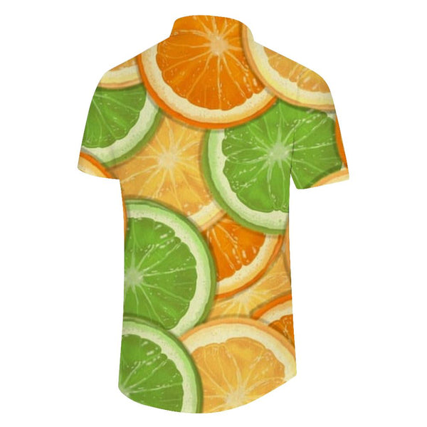 
Fruit pattern tropical Hawaiian style fashionable and comfortable regular style casual loose vacation seaside beach men's casual short-sleeved tops
                