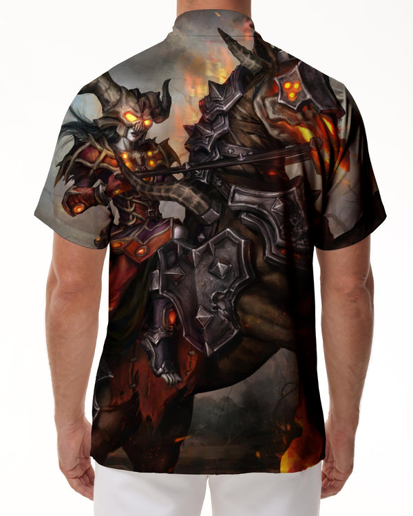 
Dinosaur Hell Witch Tropical Four Seasons Short Sleeve Shirt Hawaiian Lapel Pocket Summer Beach Casual Short Sleeve Button Tie
                