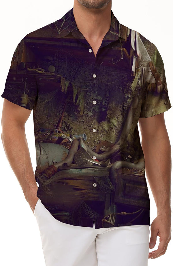 Men's Summer Casual Digital Print Tropical Hawaiian Casual Button-Up Short Sleeve Shirt