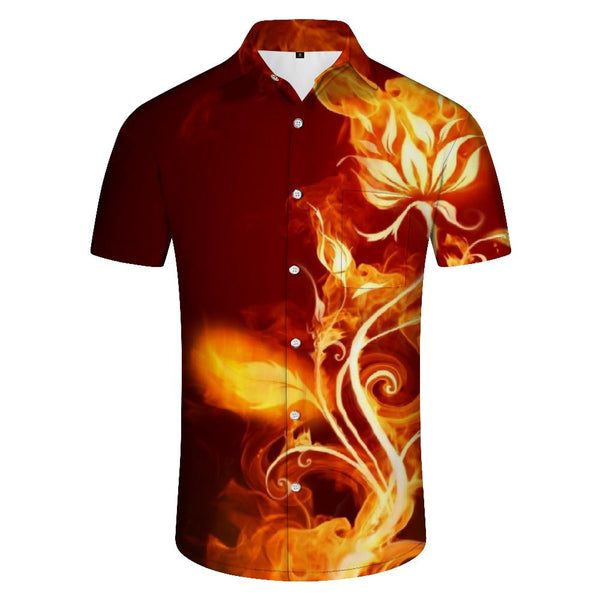 
Loose Creative Element Shirt Flame Flower New Men's 3D Printed Short Sleeve Hawaiian Shirt Beach Clothing
                