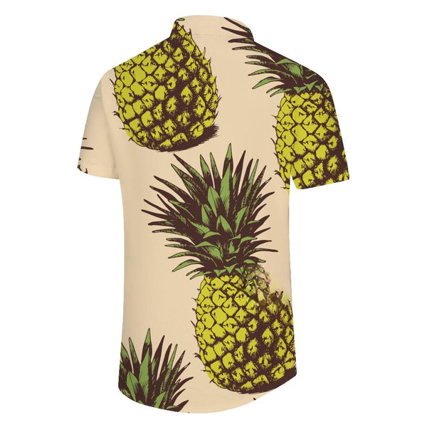 
Men's Short Sleeve Pineapple Print Button Casual Summer Cuban Beach Top with Pockets
                
