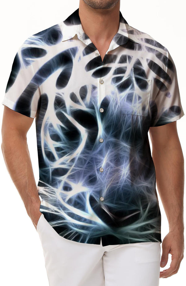 Art tiger head fashion loose men's regular short-sleeved shirt summer tropical mixed color beach wear