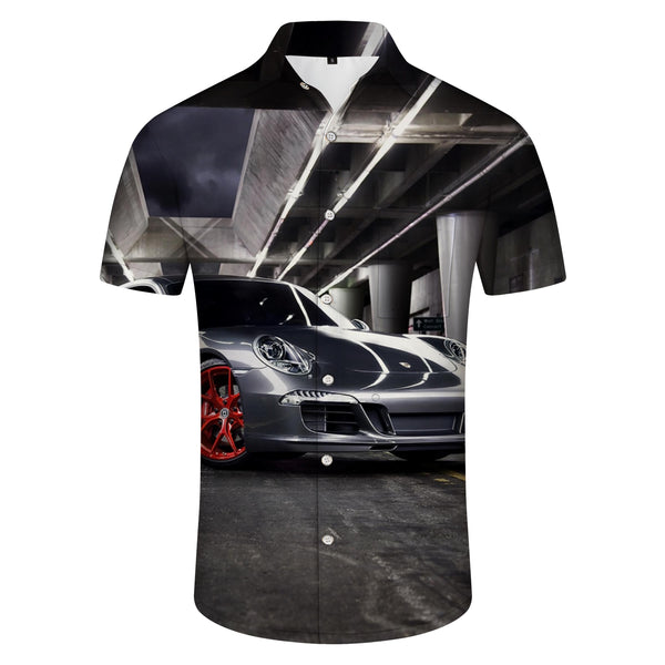 
Men's style shirt short sleeve Porsche car fashion Hawaiian lapel button summer leisure four seasons beach clothing
                