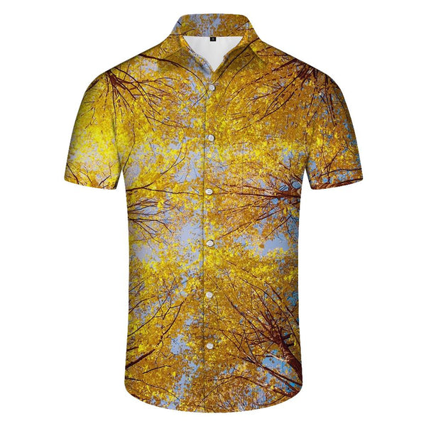 
Autumn Yellow Maple Leaf 3D Hawaiian Tropical Short Sleeve Shirt with Pocket Digital Print Button Casual Shirt Four Seasons Printed Short Sleeve
                