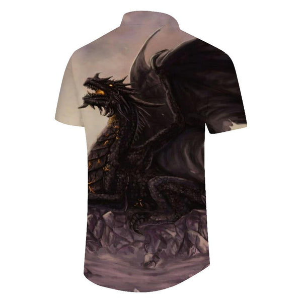 
Black Flying Dragon Mens Summer Casual 3d Printed Beach Short Sleeve Button Shirt Holiday Day Street Shirt Short Sleeve
                