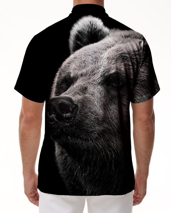 
Furry wild bear black men's button-down shirt short sleeve Hawaiian breathable shirt vacation ocean vacation fashionable
                
