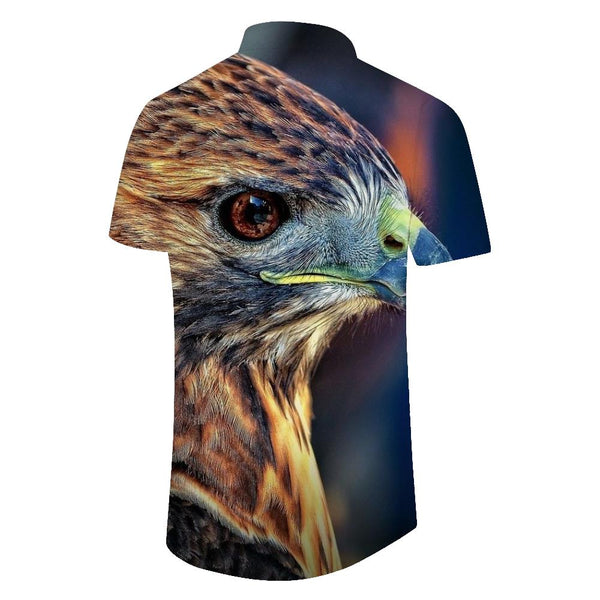 
3D Eagle Animal Print Men's Short Sleeve Shirt Casual Vacation Hawaiian Beach Shirt Comfortable Short Sleeve Top Street Style
                