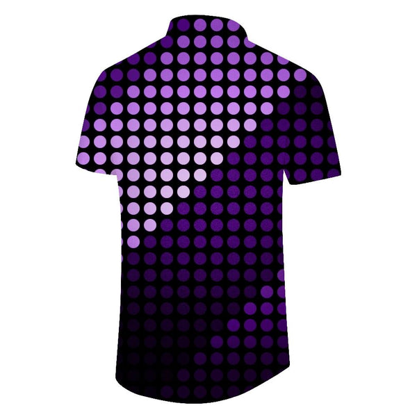 
New Geometric 3D Regular Gradient Print Short Sleeve Lapel Button Lapel Shirt Fashion Casual Resort Shirt Purple
                