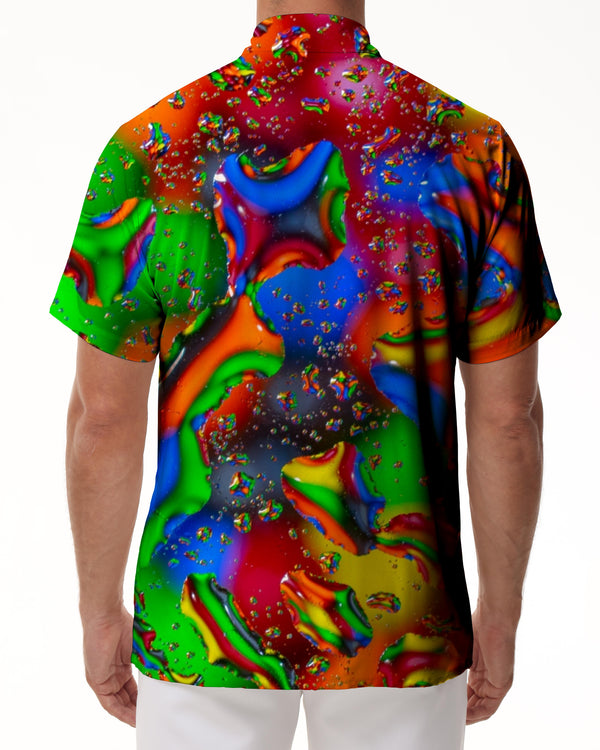 
Fashion casual colorful short sleeve shirt digital printing casual men's fun Hawaiian four seasons tropical button top pocket lapel
                