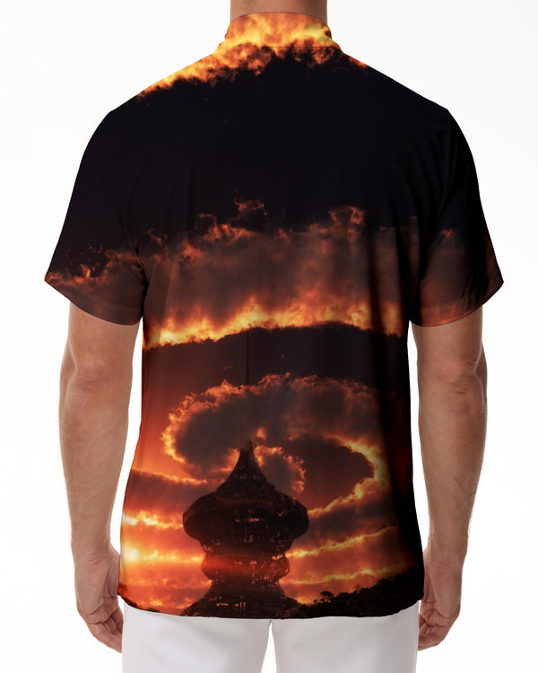 
Landscape Clouds Hawaii Tropical Four Seasons Beach Shirt Button Lapel Pocket Men's Casual Loose Short Sleeve Shirt Daily Travel
                