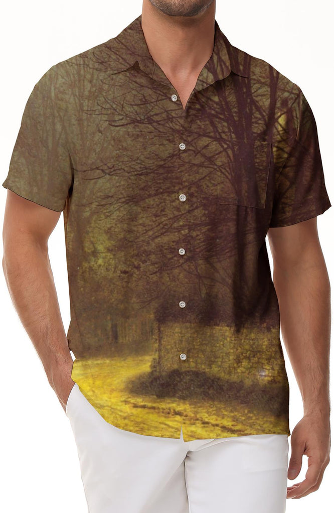 Era Copy Oil Painting Landscape Cuban Shirt Print Summer Shirt Hawaiian Button Shirt Short Sleeve Men's Casual Button Shirt Short Sleeve