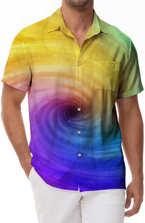 Rainbow Shirt Men's Casual Streetwear Everyday Vacation Shirt Summer Fashion Shirt Short Sleeve Pattern Tops
