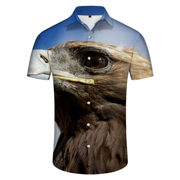 
Blue sky aerial raptor fashion men's summer novelty retro casual festival button down shirt
                