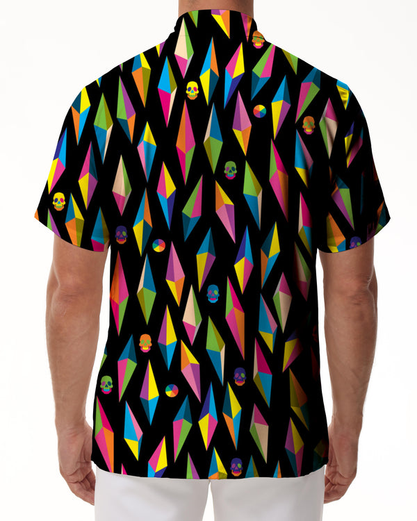 
Black irregular pattern men's casual Hawaiian button-down tropical short-sleeved shirt seaside beach fashion street outdoor walking short-sleeved
                