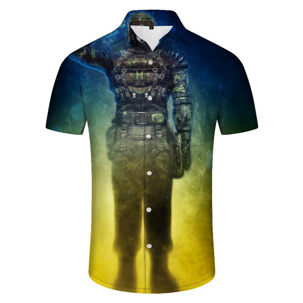 
Doomsday Skeleton Soldier Summer Shirt Hawaiian Tropical Four Seasons Button Lapel Men's Button Short Sleeve Shirt Polyester
                