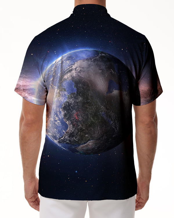 
Men's Earth 3D Universe Starry Sky Printed Men's Short Sleeve Casual Summer Men's Loose Shirt Street Loose Tops
                