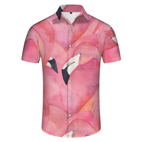 
Flamingo Mens Casual Everyday Streetwear Summer Outfit Button-Up Beach Shirt Loose Fashion Animal Short Sleeve
                