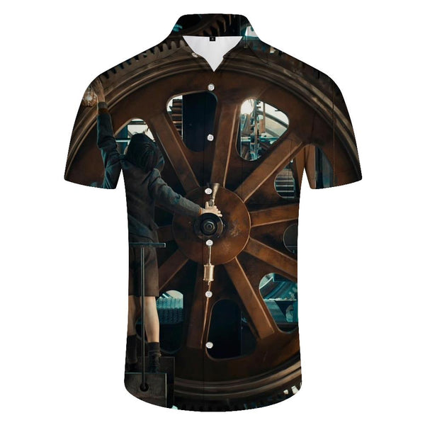 
Car tire print men's casual wear Hawaiian shirt button down for summer vacation tropical beach
                