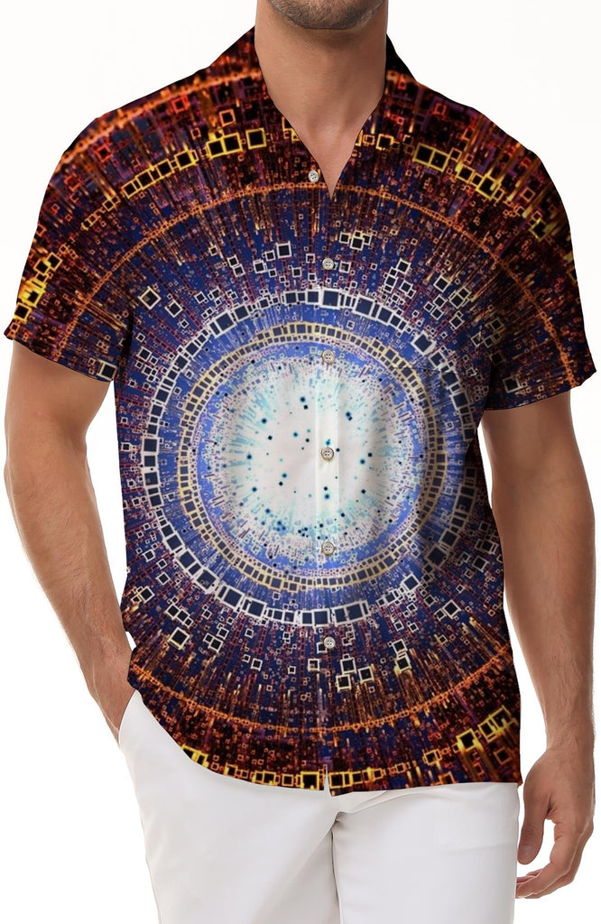 Beach Shirt Men Hawaiian Shirt Abstract Galaxy Trendy Short Sleeve Summer Tops Casual Wear Short Sleeve Shirt Loose
