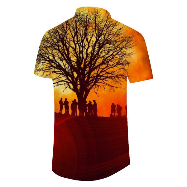 
Casual lazy shirt sunset beautiful scenery men's short sleeve Hawaiian shirt trees flowers beach casual style shirt
                