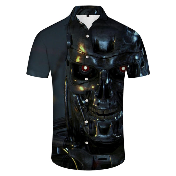 
Mecha Punk Mens Hawaiian Shirt Short Sleeve Dark Button Beach Shirt Trendy
                