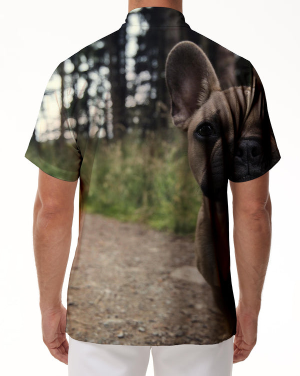 
Ears French Bulldog Print Men's Casual Button Down Summer Beach Button Down Shirt Animal
                
