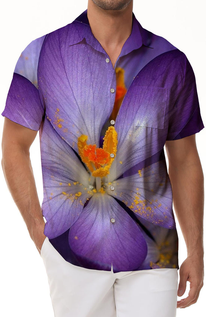Purple Saffron Mens Hawaiian Shirt Short Sleeve Casual Hawaiian Shirt Button Down Shirt Mens Beach Shirt