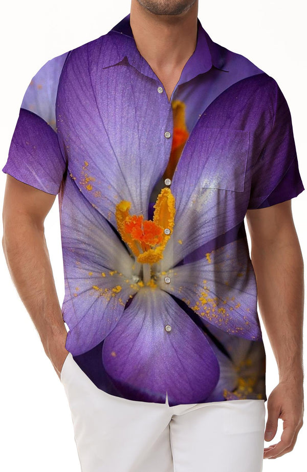 Purple Saffron Mens Hawaiian Shirt Short Sleeve Casual Hawaiian Shirt Button Down Shirt Mens Beach Shirt