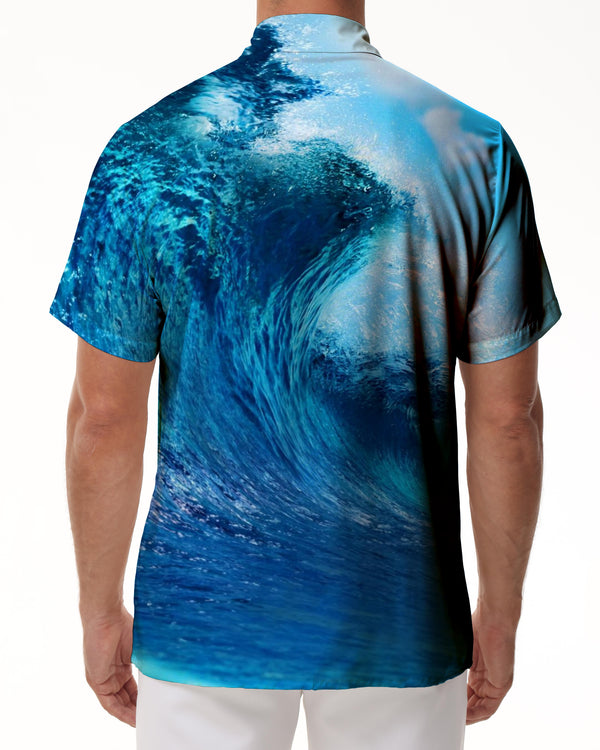 
Blue Ocean Men's Loose Casual Short Sleeve Beach Shirt Hawaiian Lapel Button
                