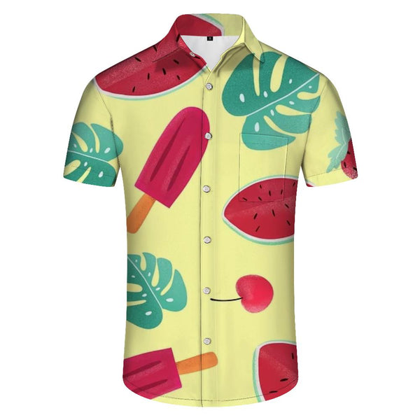 
Summer Fashion Fruit Pattern Hawaiian Shirt Tropical Summer Beach Camping Collar Shirt Casual Simple Outdoor Travel Walking Men's Short Sleeve
                