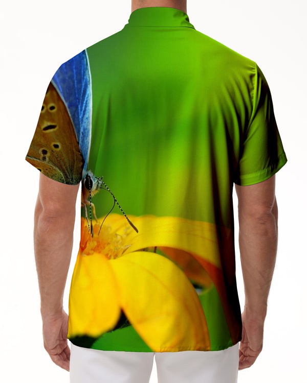 
Bee Pollen Series Hawaiian Shirt Men's Daily Loose Street Short Sleeve Beachwear Green
                