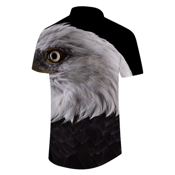 
New men's short-sleeved shirt regular style summer printed eagle casual shirt men's cardigan high-end short-sleeved
                