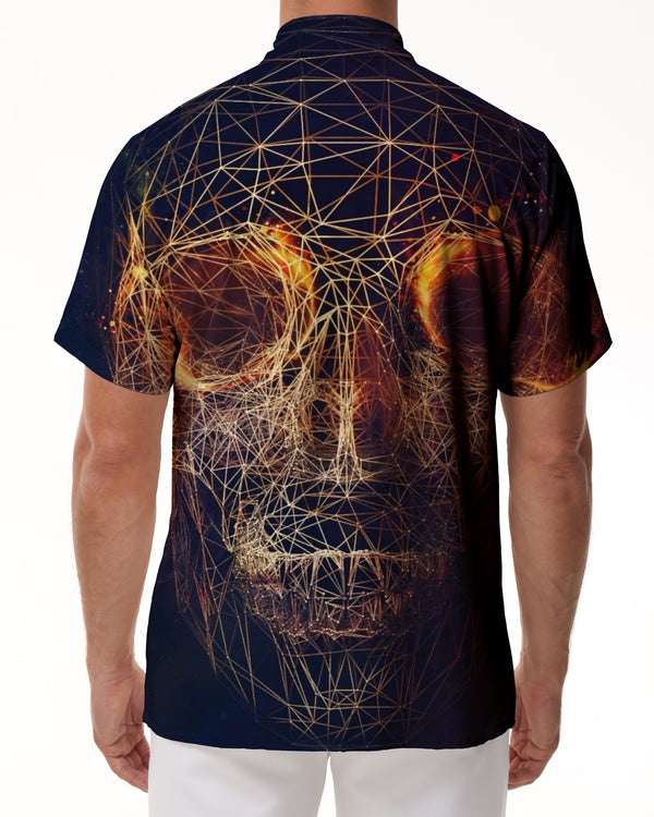 
AI design skeleton tropical summer short-sleeved shirt men's casual style loose fashion breathable short-sleeved shirt Hawaii
                