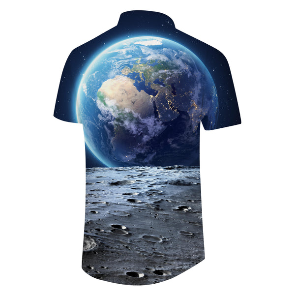 
Universe Space Earth Hawaiian Tropical Lapel Men's Short Sleeve Shirt Button Shirt with Pockets
                