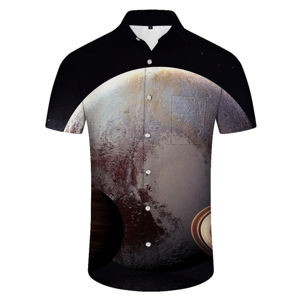 
Space planet print Hawaiian shirt. Stylish tropical summer wear. Men's retro beachwear for the seaside
                