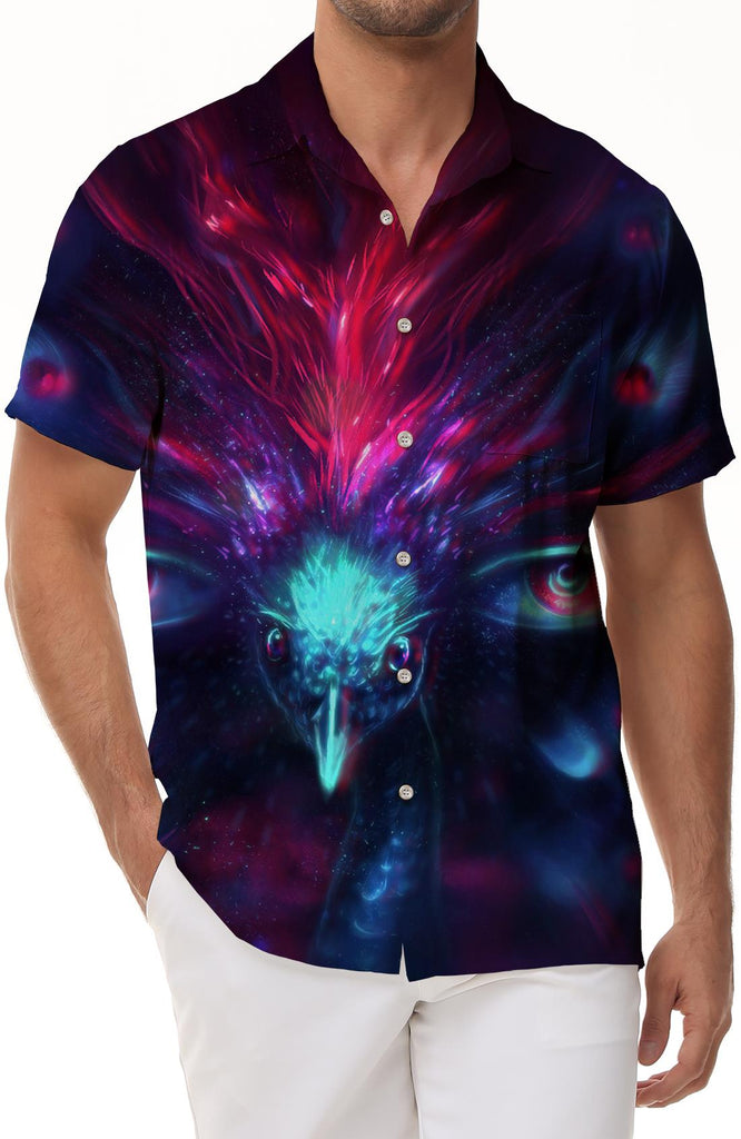 Biological fantasy phoenix pattern men's leisure summer four seasons 3D digital printing pattern leisure beach play short sleeve