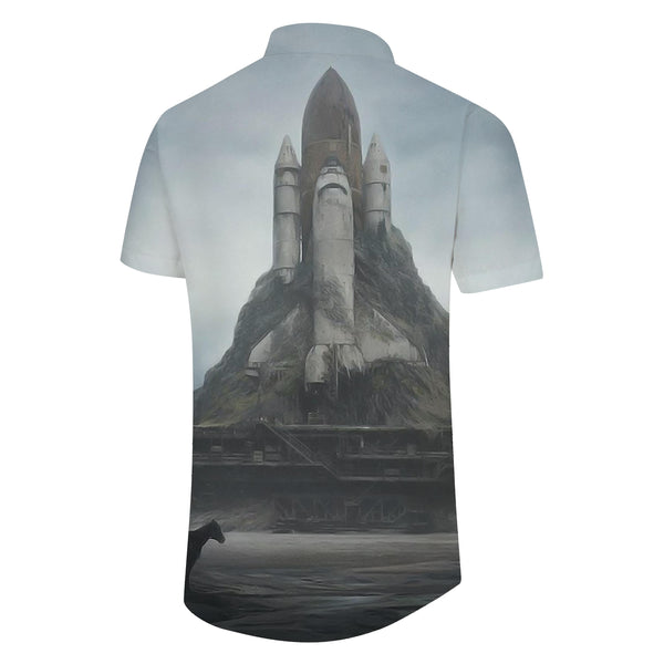 
Dark Art Hazy Rocket Shirt Men's Short Sleeve Button-Down Hawaiian Shirt for Summer Simple Style
                