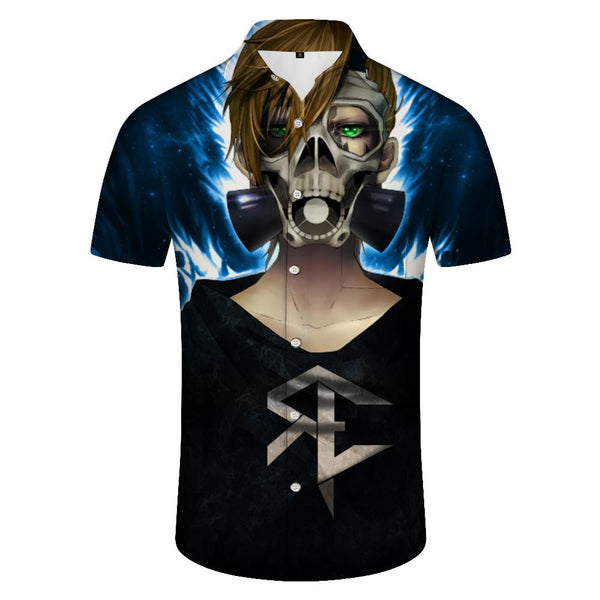 
Cool Japanese Anime Cartoon Character Men's Hawaiian Shirt Short Sleeve Button Casual Shirt Suitable for Summer Beach
                