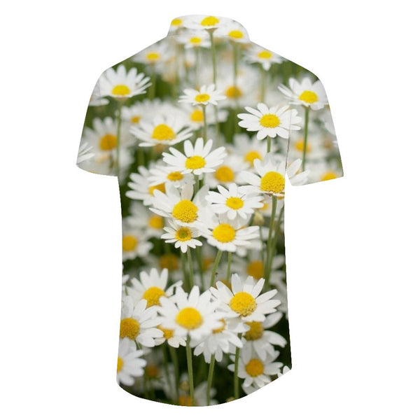 
Wild White Daisy Flowers Print Men's Hawaiian Tropical Shirt Short Sleeve Casual Button Down Summer Beach Shirt with Pockets
                