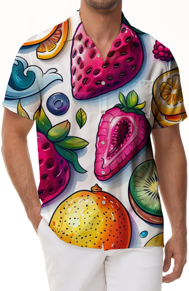 Fashionable Hawaiian shirts for men summer short sleeves short sleeve beach summer casual shirts beach vacation shirts fruit pattern Hawaiian shirts