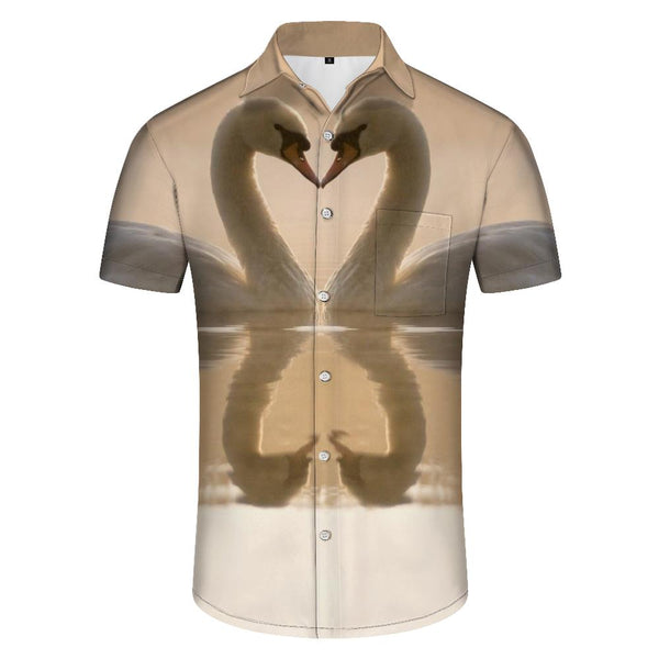 
Beautiful Animal Swan Men's Fashion Casual Shirt Short Sleeve Button Lapel Hawaiian Short Sleeve Shirt Casual Top Beach Clothing
                