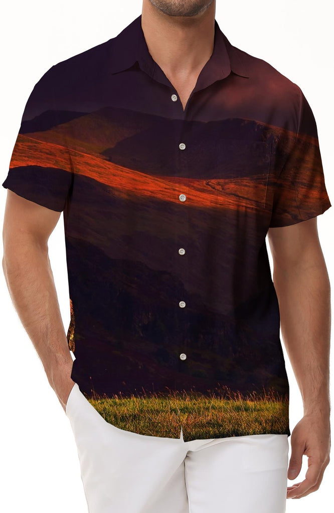Tropical Freedom Grassland Theme Men's Polyester Shirt Men's Short Sleeve Shirt Button Casual Shirt Loose Tops Holiday Outdoor