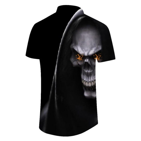 
Dark Skull 3D Digital Print Pattern Casual Christmas Tops Men Halloween Print Short Sleeve Button Shirt Retro Men
                