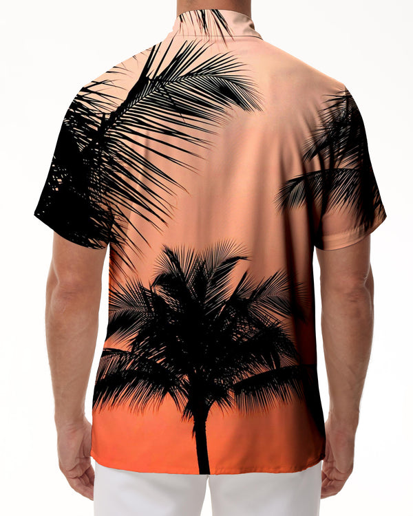 
Sunset Palm Tree Purple Men's Shirt Trend Fashion Summer Hawaiian Casual Shirt Beach Short Sleeve
                