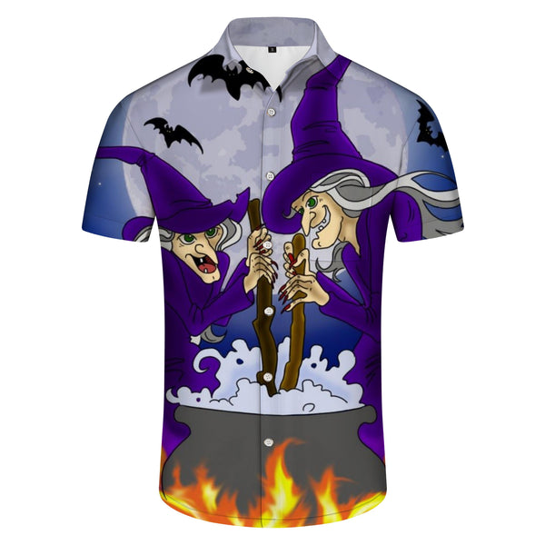 
Gargamel style pattern summer men's casual Hawaiian button-down shirt loose seaside vacation four seasons fashion
                