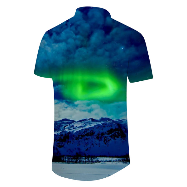 
Arctic Aurora Men's Casual Hawaiian Shirt Button Lapel Beach Short Sleeve Shirt Top
                
