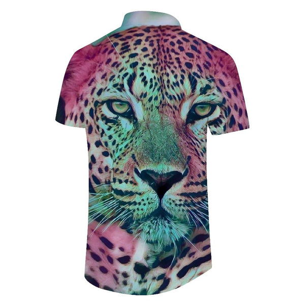 
Tie-Dye Leopard Print Men's Casual Short Sleeve Shirt Short Sleeve Regular Style Summer Button Casual Top
                
